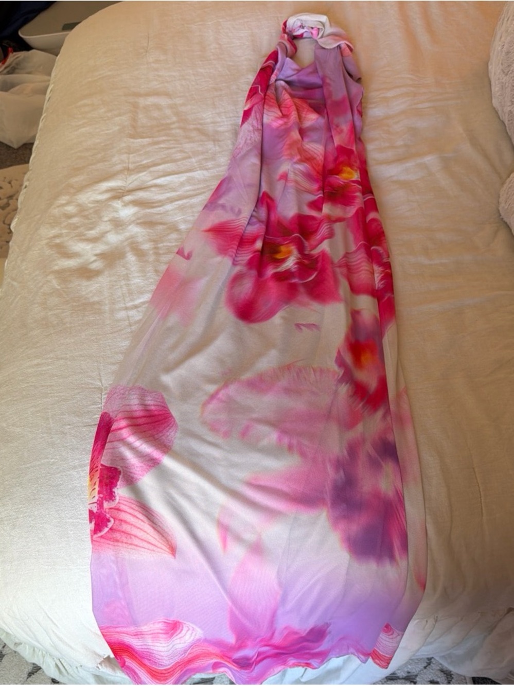 Pink Floral Halter Maxi Dress